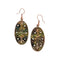 Copper Patina Earring-Mirrored Filigree in Green Ovals