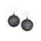 Silver-Plated Patina Earrings-Black Floral Circle