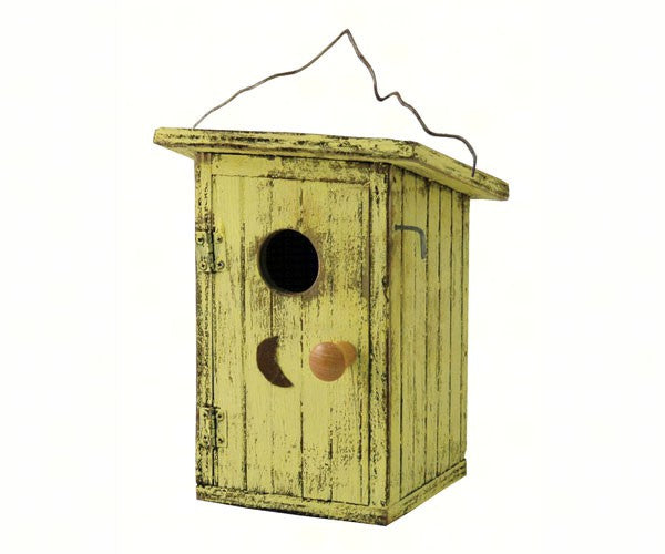 Bird Outhouse Birdhouse - Yellow