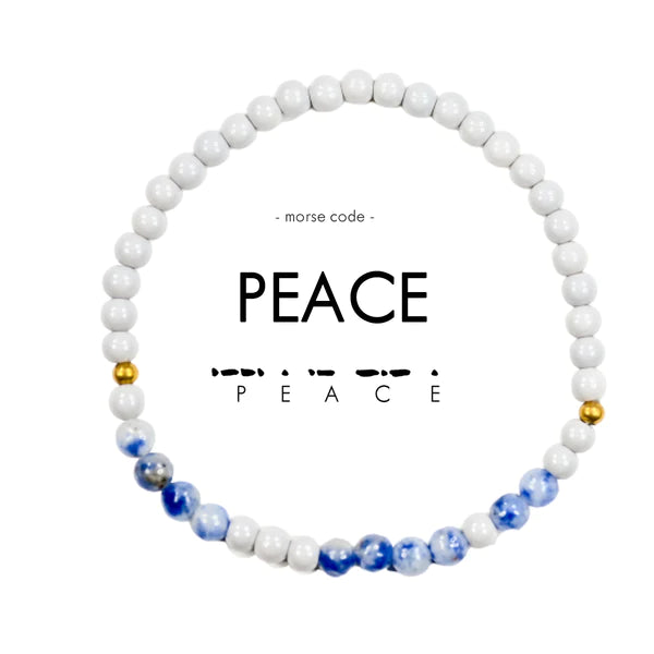 Peace Morse Code Bracelet- Lapis and Grey