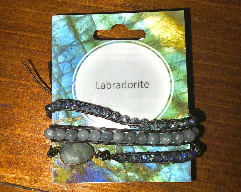 Leather and Crystal Wrapped Bracelet