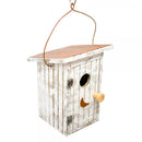 Bird Outhouse White with Metal Roof