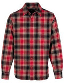 Men's Plaid Cotton Flannel Shirt Black and Red