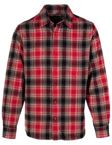 Men's Plaid Cotton Flannel Shirt Black and Red