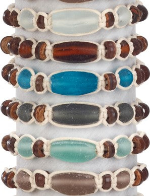 Antiqued Ceramic Glass Bead Adjustable Bracelet